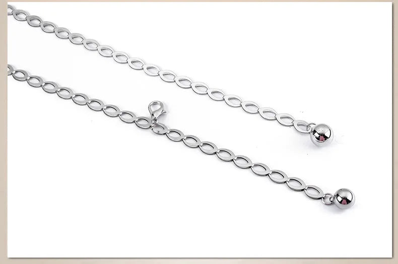 Women Fashion Belts Luxury Designer Belt Retro Silver Carved Hollow Out Chain Belt for Women Elegant Round Metal Women Belt