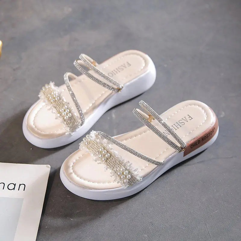 Perlen Damen Sandalen Platform Strass - Luxus Damen Schuhe Sommer Korea Designer - Die Besten 2025 Anti Rutsch Günstiger Preis