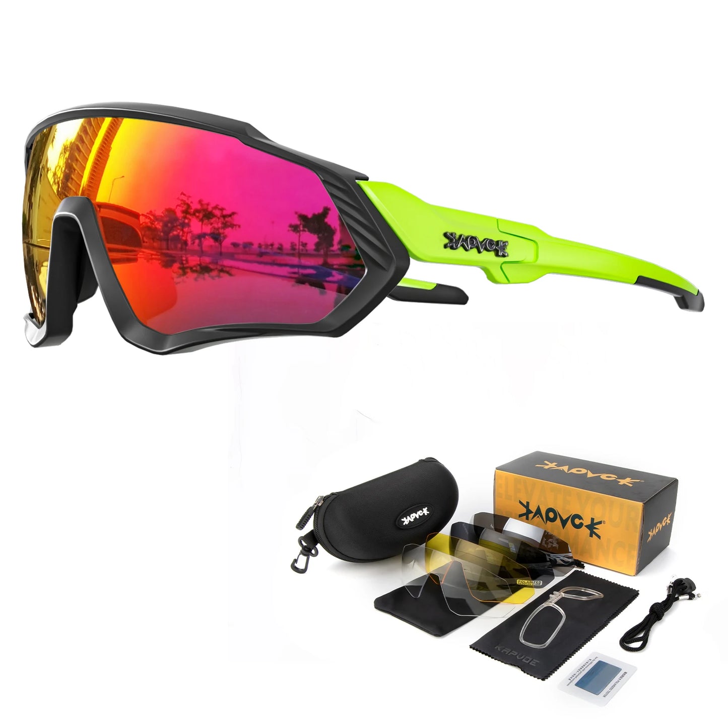 Fahrradbrille 2025: KAPVOE Polarised Cycling Glasses Outdoor Bicycle - UV400 Goggles 5 Interchangeable Lenses Unisex Sports Sunglasses Men Women Collection