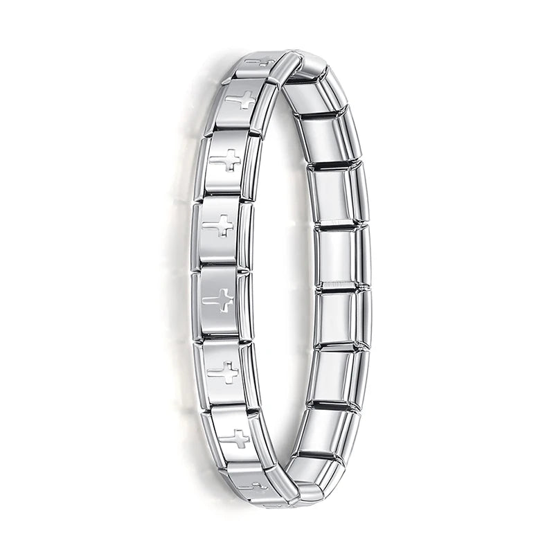 Hapiship Neue Damen Schmuck 9mm Breite Italienisch Elastisch Anhänger Armband Mode Edelstahl Armreif ST-