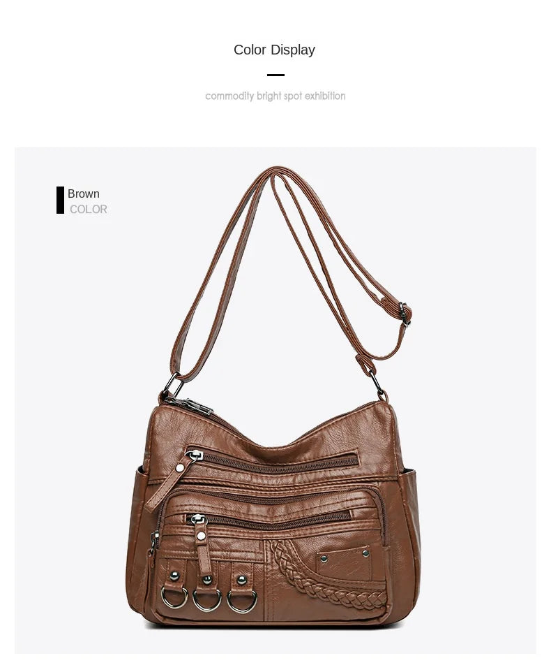 Geantă de umăr Crossbody nouă, din piele spălată moale, geantă mini pentru femei, geantă versatilă