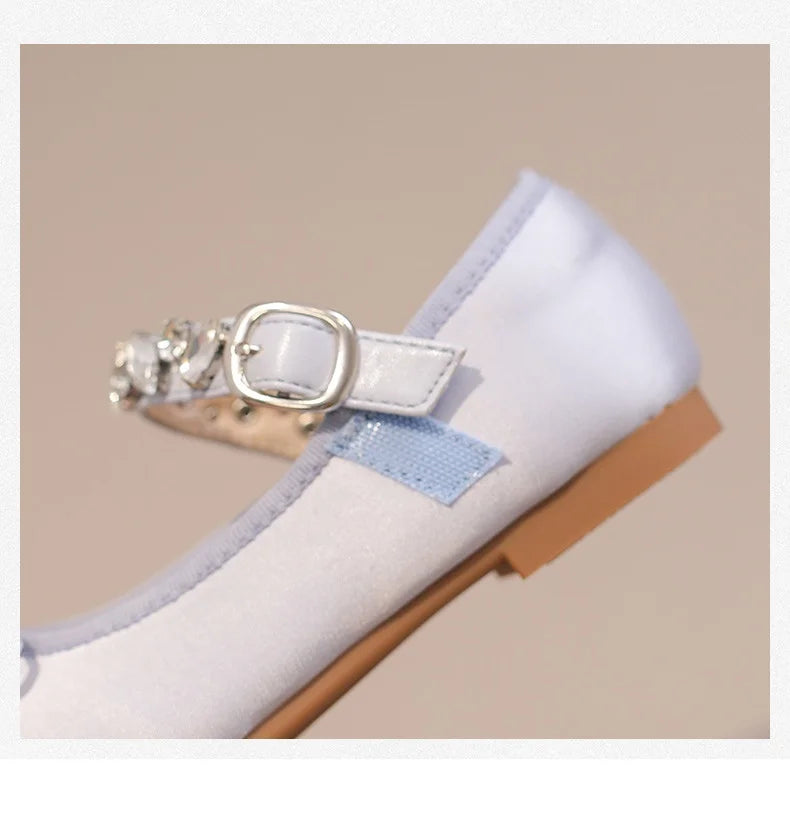 Kinder Prinzessin Schuhe 2025 - Modische Wasser Strass Mädchen Kleine Leder Schuhe - Frühling Neu Weiche Sohle Einzelschuhe 4-6J