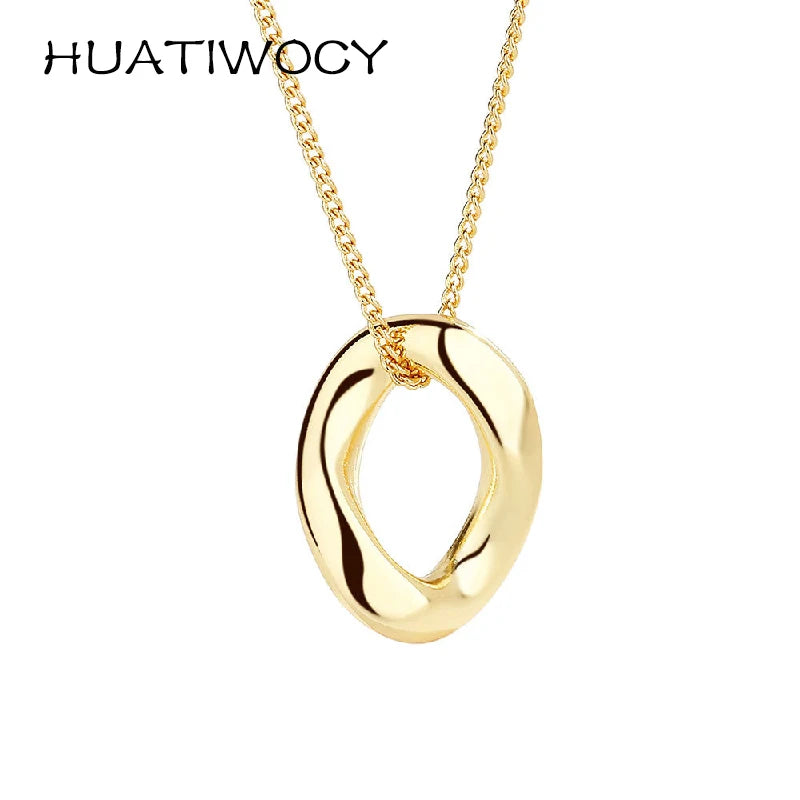 Trendy Women Necklace 925 Silver Jewelry Accessories Irregular Round Shape Pendant for Wedding Party Engagement Gift Wholesale