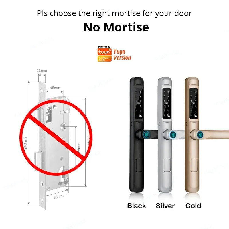 92/85mm impermeabil în aer liber cu amprentă digitală TUYA WIFI APP RFID card cod cheie inteligent electronic ușă încuietoare aluminiu/sticlă glisantă