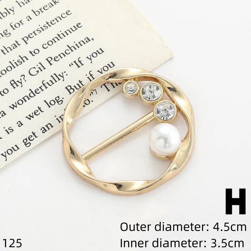 Metal Ring Waist Button Scarf Button Fashion Corner Hem Waist Knotted Brooches Women T-shirt Fixed Buckle Girl Decor Accessories
