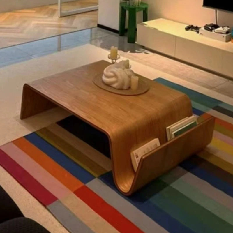 Massivholz Kaffeetisch 2025 - Modern Bentwood Zimmer Schreibtische Tragbar - Niedrig Zentrum Tee Tisch Wohnzimmer Möbel Seite Aufbewahrung Design