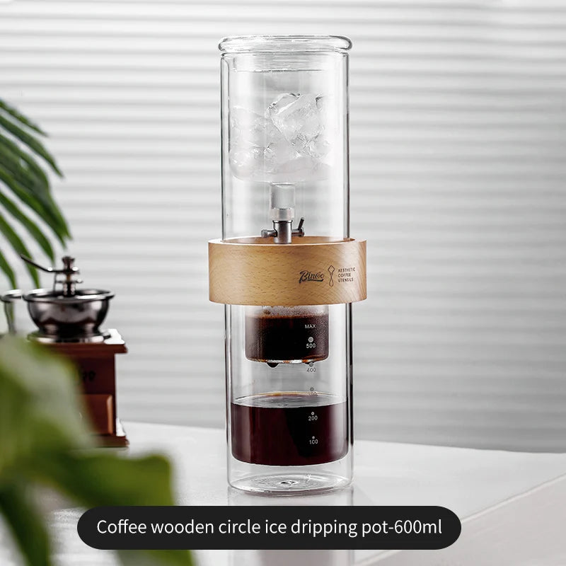 Glass Ice Drip Cold Brew Coffee Pot Portable Ice Cold Drinking Coffee Maker Home Kitchen Use Pour Over Kettle Removable Cleaning