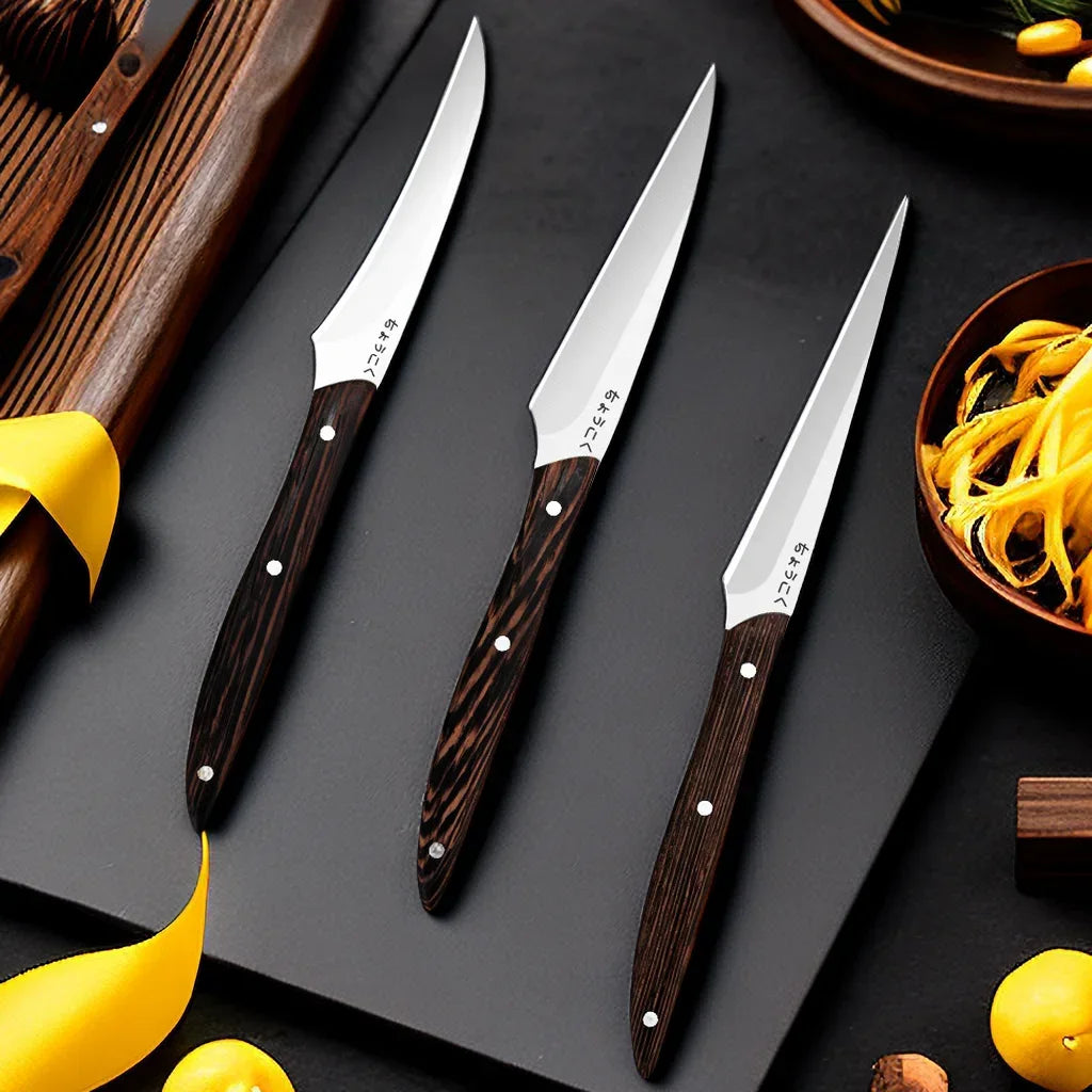 Lebensmittel Schnitz Messer 2025 - 3 Stück Set Chef Geschnitzt Obst Dekorativ Messer - Professionell Lebensmittel Schnitzen Scharf Massivholz Griff Utility Werkzeug