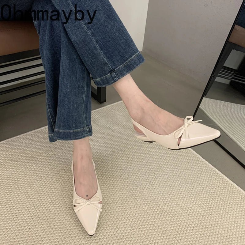 Summer Fashion Butterfly-knot Women Sandals Shallow Slip On Slingbacks Ladies Casual Dress Street Style Flats Shoes