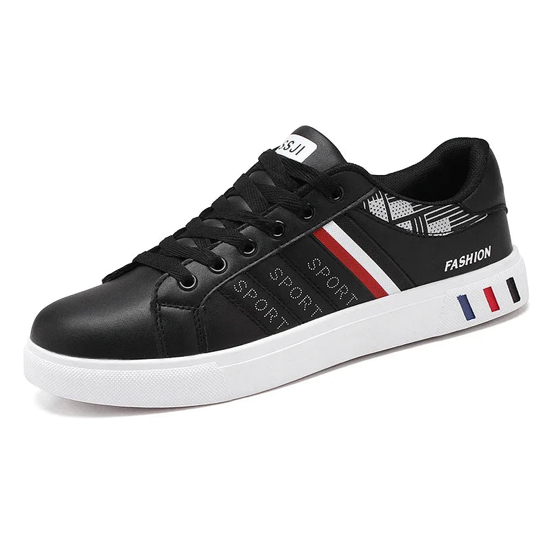 Men's Sneakers Breathable Mens Flat WhiteTennis Shoes Skateboard Shoes Casual Sports Shoes for Men Lightweight PU Leather