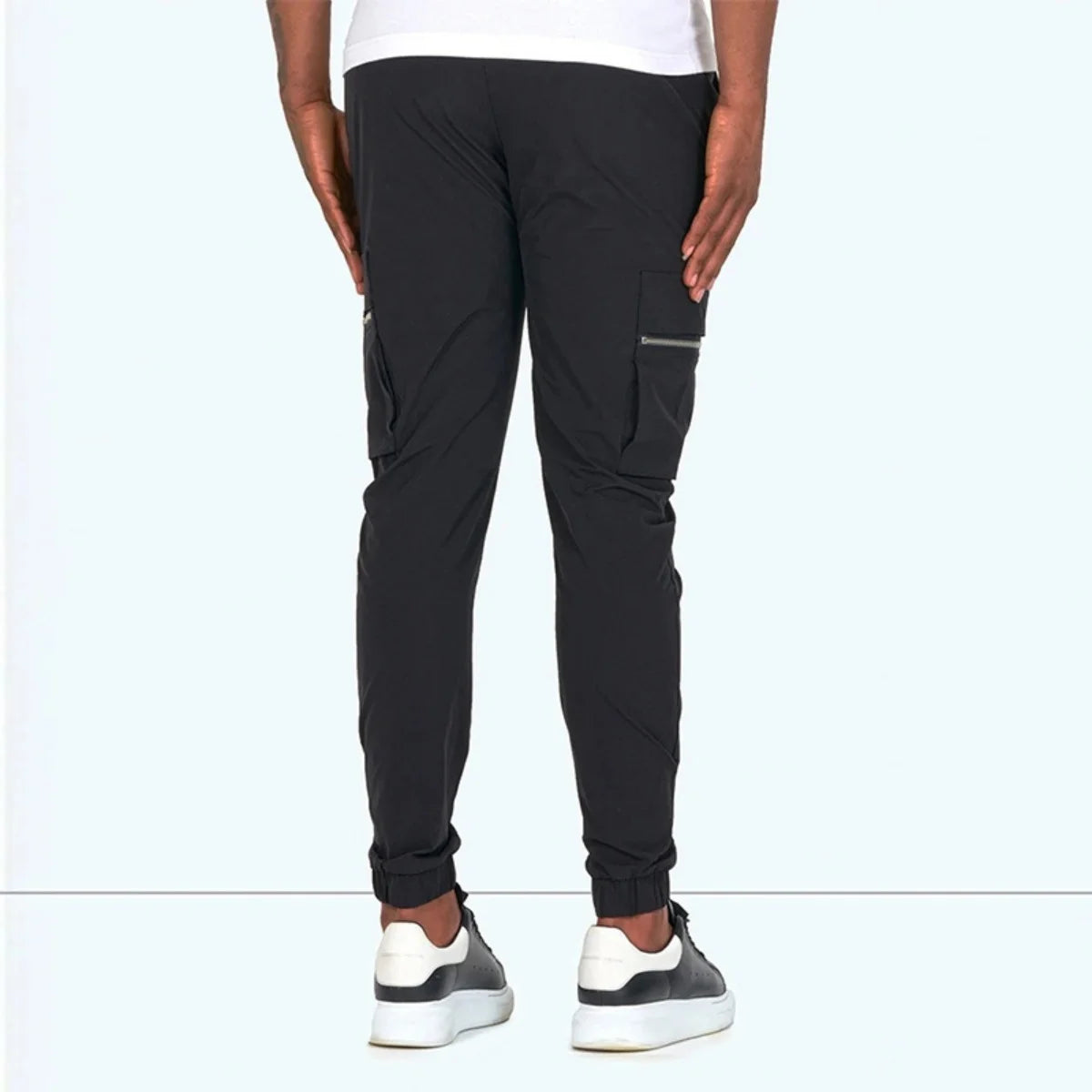 Salopetă casual pentru bărbați, primăvară și toamnă, nouă, cu cordon, personalitate, cu buzunar cu fermoar, pentru picior mic, pantaloni creion, pantaloni lungi