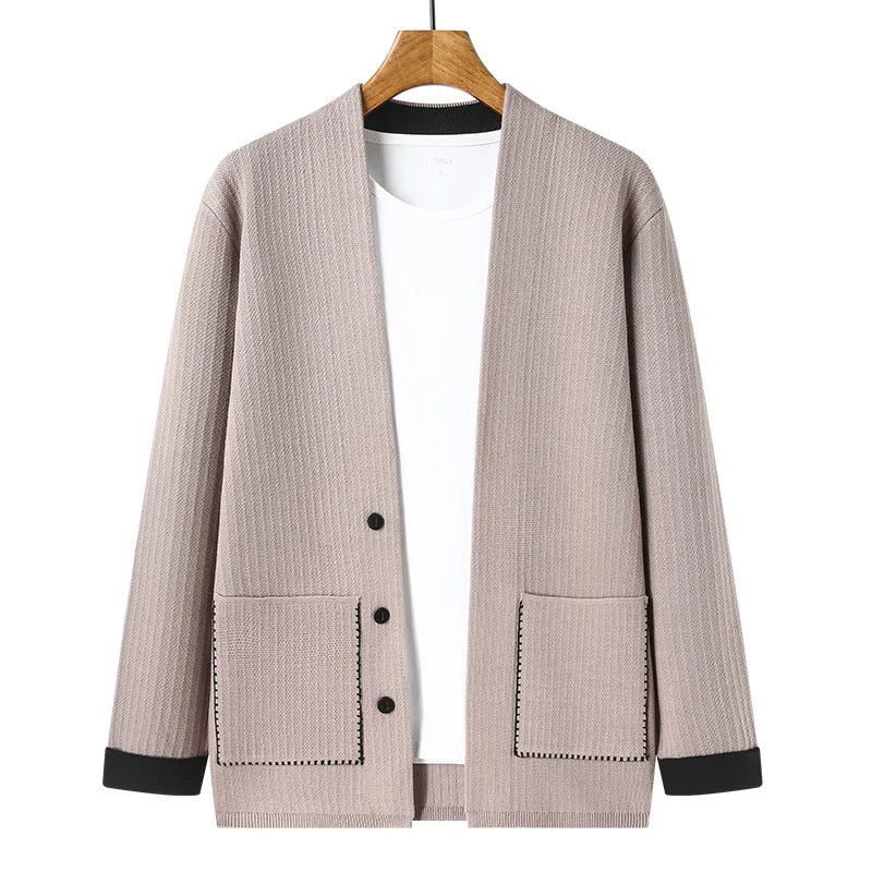 CN Cardigan Einfarbig - V-Ausschnitt, Polyester, Einreihiger Verschluss