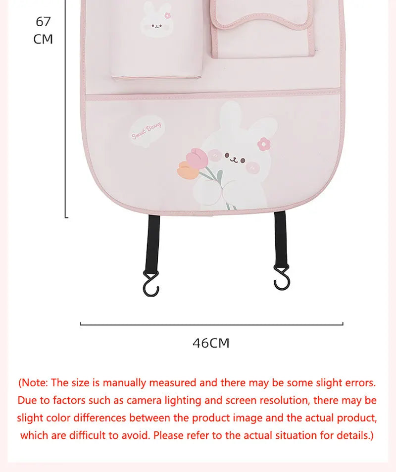 Car Seat Back Storage Bag Organizer Bear Bunny Multifunctional Car Back Seat Anti-Dirty Anti-Kick Storage Pad Car Accessories