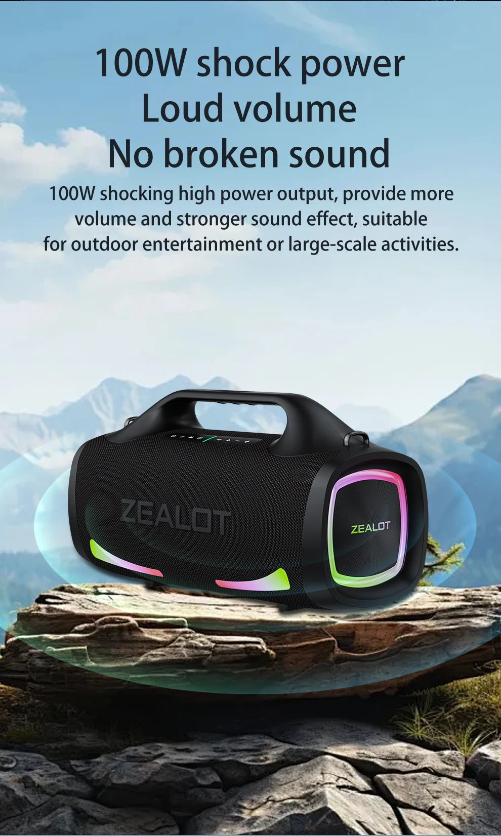 Bluetooth-Lautsprecher 2025: Zealot S79 100W Wireless Outdoor Portable Subwoofer HiFi Sound Collection