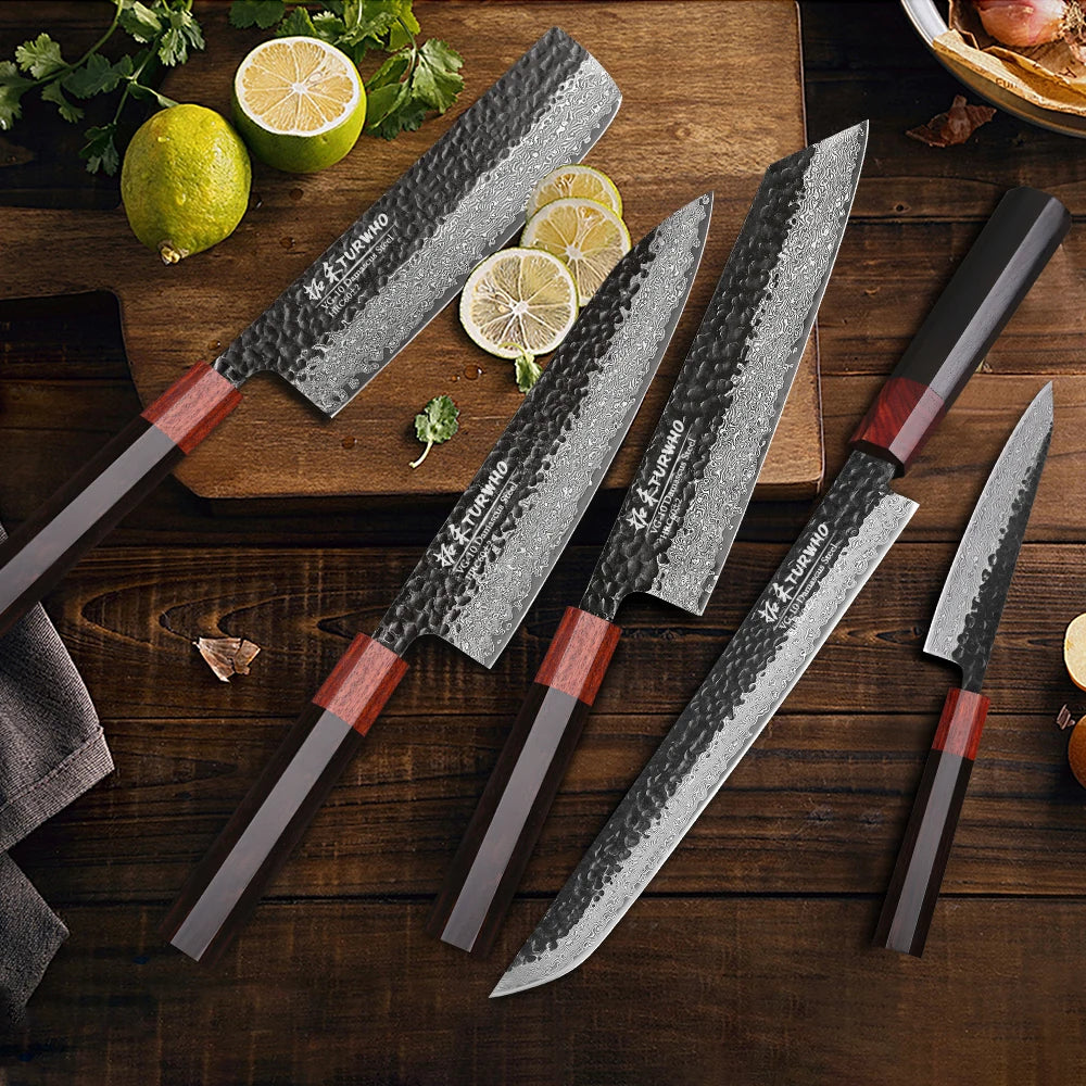 TURWHO 1-5PCS Kitchen Knives Set 67 Layers Damascus Steel VG10 Core Japanese Chef's Knife Kiritsuke Knife Kitchen Accessories