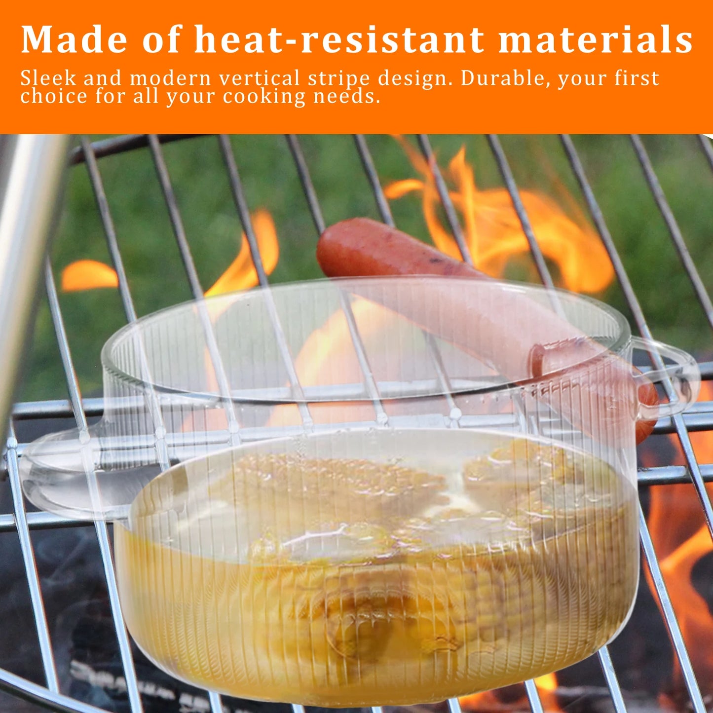Glass Cooking Pot with Lid 1.6L/54oz Heat Resistant Glass Saucepan with Double Handles Non-Stick Borosilicate Glass Stovetop Pot