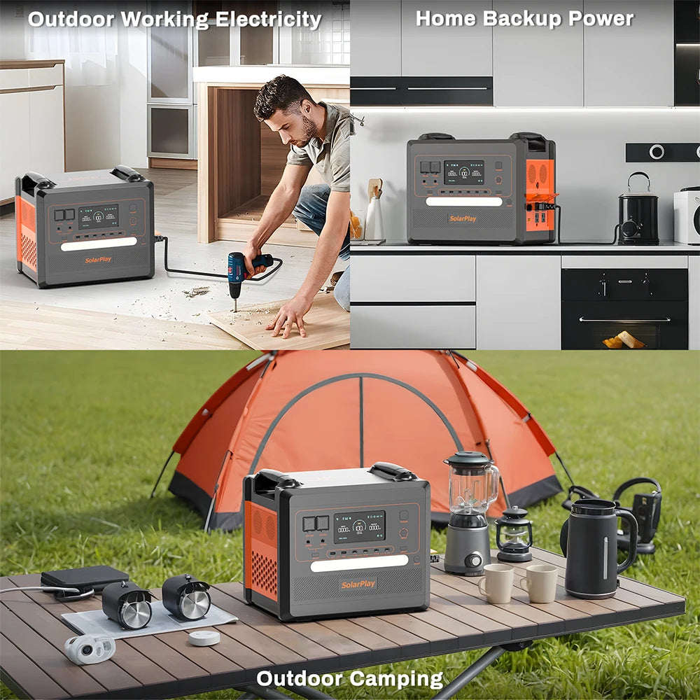 SOLARPLAY Stație de alimentare semi-solidică 2500W 2400W Accesorii pentru camping LiFePO4 Baterie de acasă Generator portabil de energie externă SUA UE