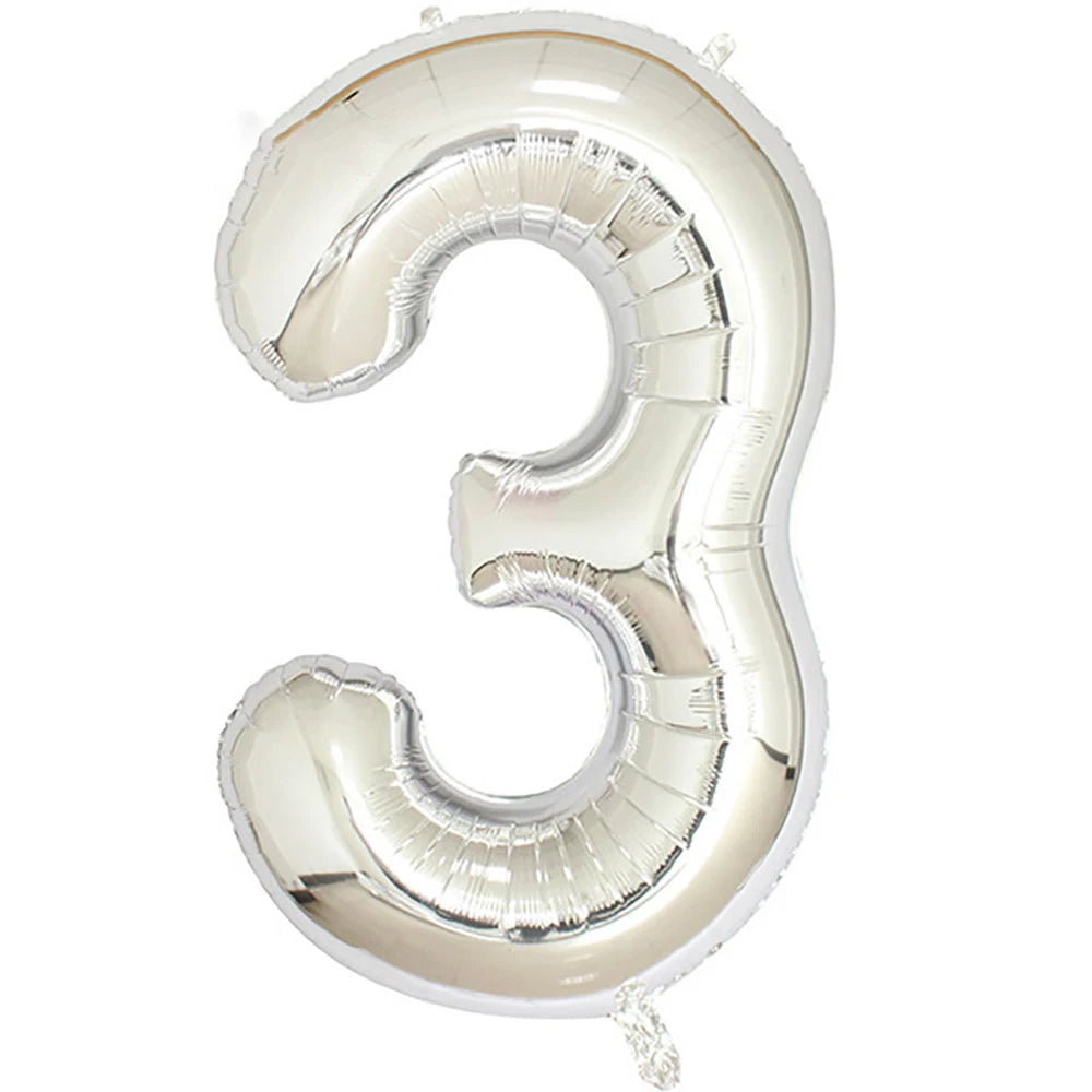 Silber-Zahlen-Ballon 2025: 40" Aluminium-Foil Digital - Birthday Photo Props Collection