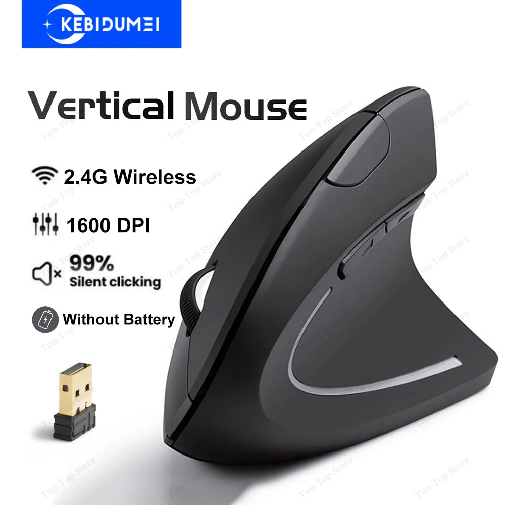Wireless-Maus 2025: Bluetooth-5.2 Dual-Mode Vertical Rechargeable Silent 1600-DPI Collection