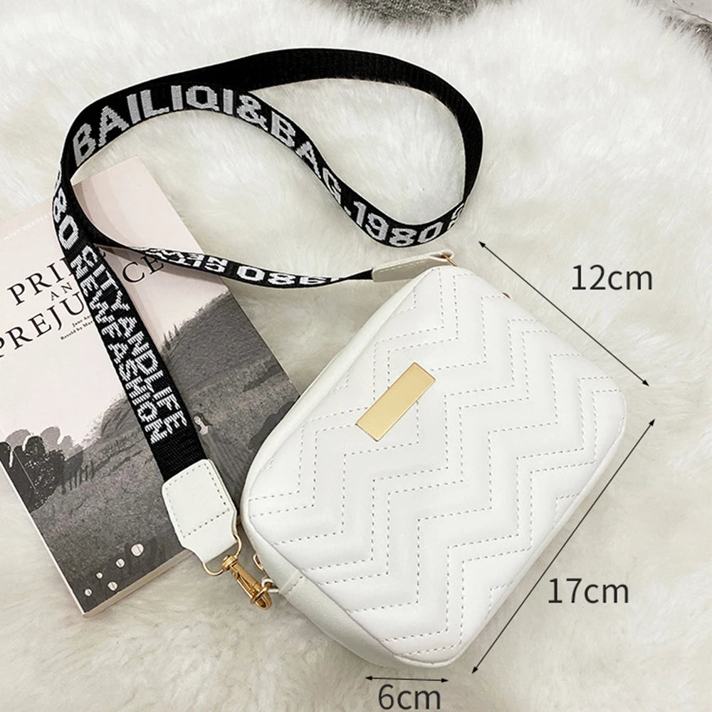Fashionable Shoulder Bag for Women Wavy Pattern Crossbody Bag Trendy Girl Strap Bag Purse Solid Color Handbags Pu Leather