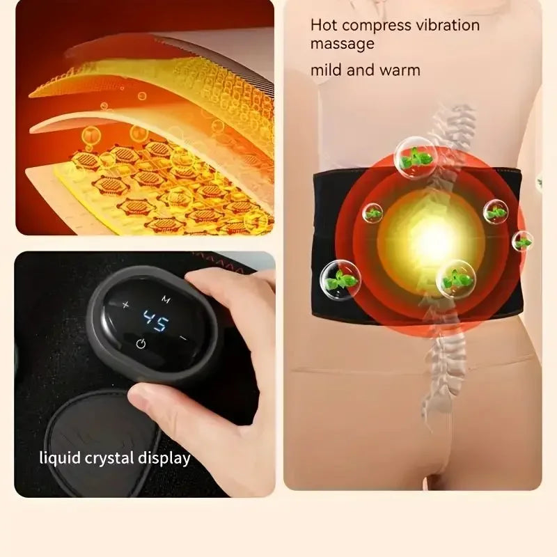 Electric Heating Waist Massager, Portable Graphene TYPE-C Heating Belt, Multi-gear Adjustment Waist Shock Massage Device