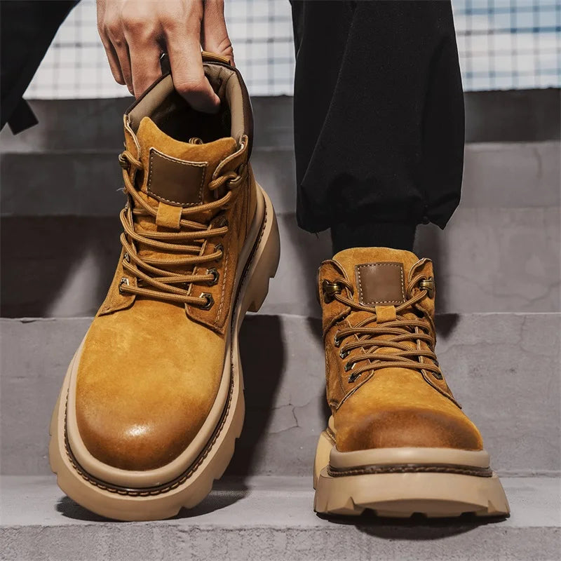 YEISNDOOCN Model N Atmungsaktive Schnürstiefel - Größe 42, Leder Obermaterial, Mesh Innenfutter