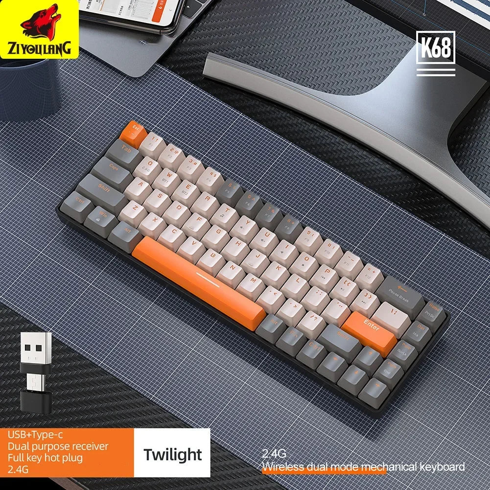 Gaming-Tastatur 2025: K68 Wireless Mechanical Hot-Swap - Red Switch Bluetooth Type-C Collection
