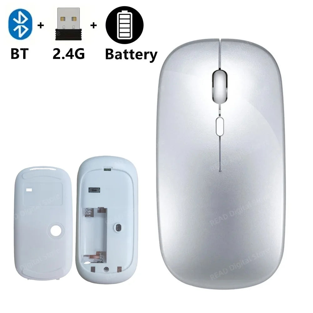 Wireless Maus Slim Bluetooth-kompatibel 2.4G Computer-Mäuse Portable Rechargeable/Battery Cordless Maus für iPad Laptop Desktop