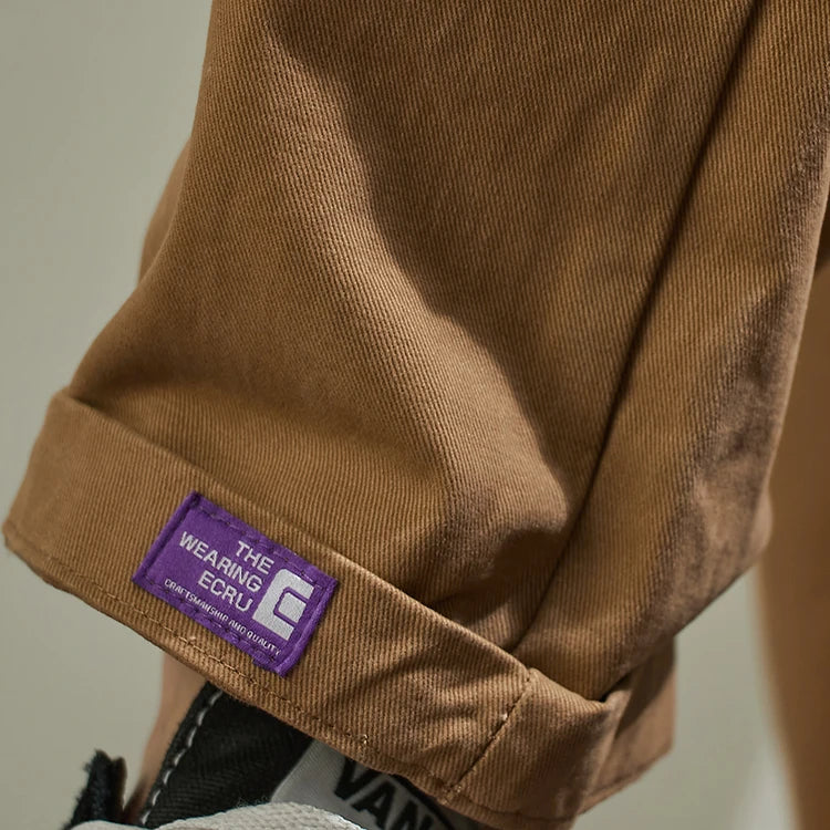 Baggy, verjüngte Casual-Hose aus Baumwolle für Herbst und Winter, Männer-Overalls