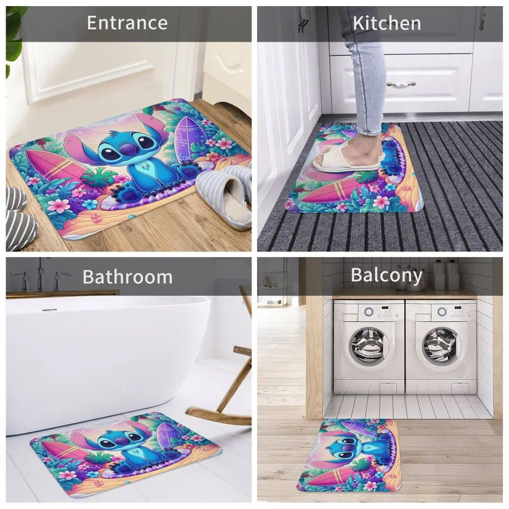 Custom Cartoon Stitch Floor Door Kitchen Bathroom Mat Anti-Slip Outdoor Doormat Bedroom Balcony Entrance Rug Carpet Footpad