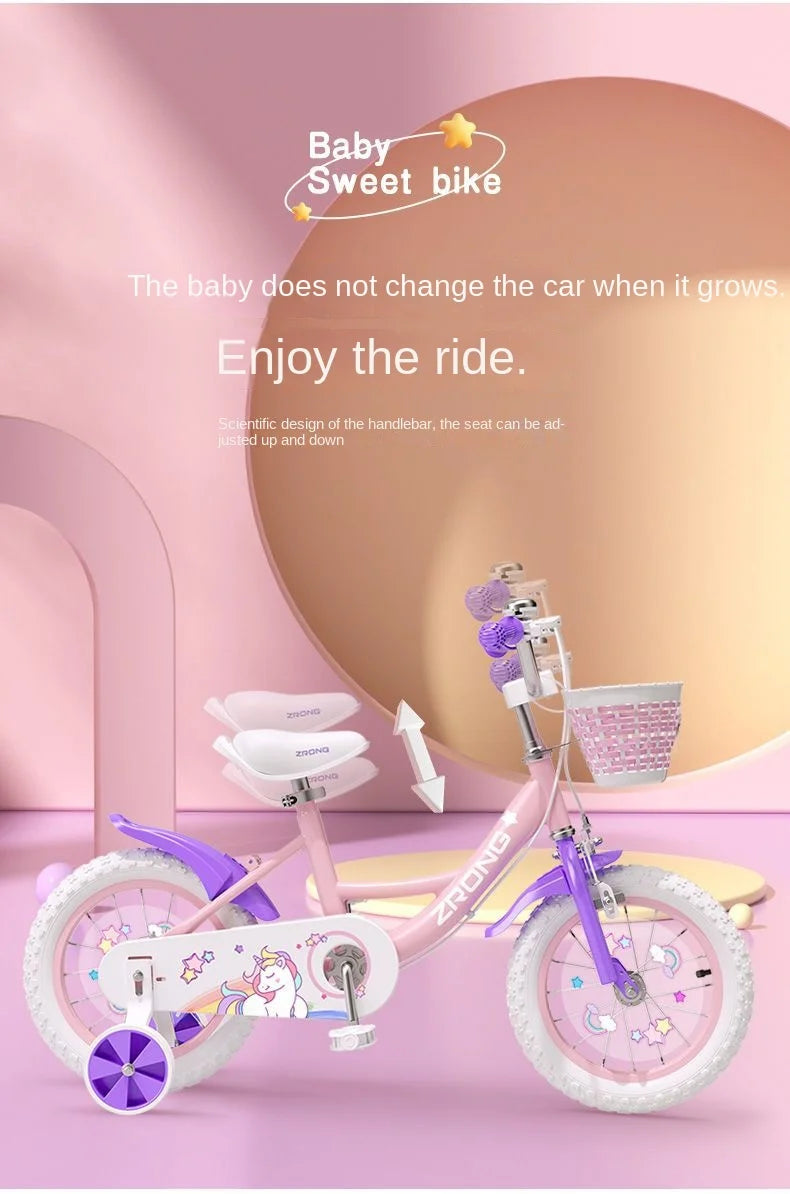 Children's Bicycle Folding Bike Girl 3-6 Years Old 7-10 Baby Foot Pedal Girl Bicycle Road Bik High-carbon Steel Materiale