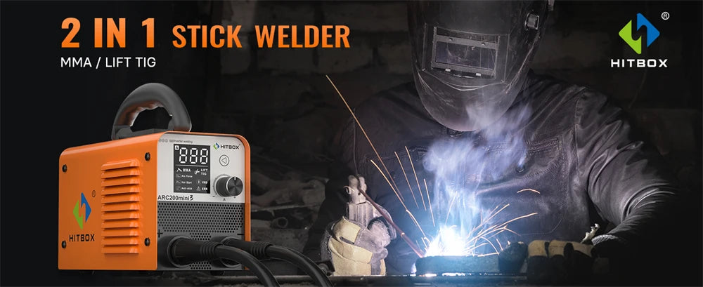 HITBOX Ultra-Mini Stick Welder MMA ARC/Lift Tig Welding Machine Hot Start Arc Force LED Digital IGBT Protable Home Welder Tool