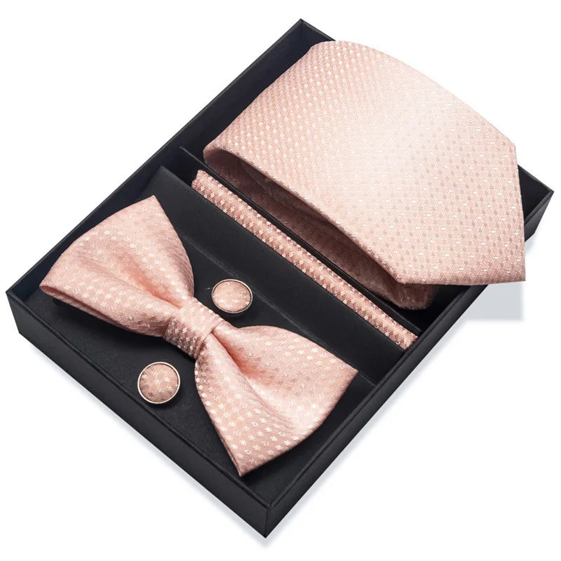 Men's Tie Pin cuff square bow Tie with pocket square cufflinks Set Paisley Men's Business Wedding Suit Accessories 6-piece set