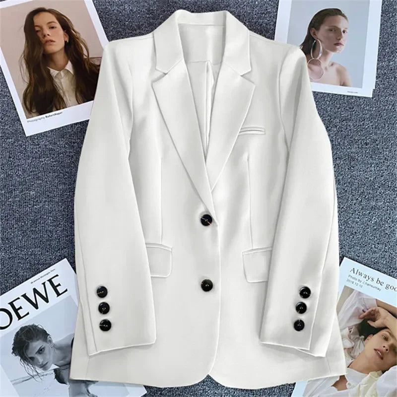 Elegant Office Lady Blazers for Women 2024 Fashion Long Sleeve Single Button Blazer Coats Female Top Suit Jackets Outerwears