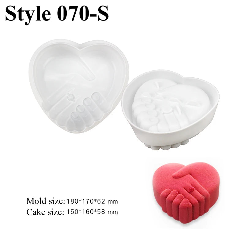 Romantic Heart or Rose Design Silicone Cake Molds Valentine's Day Mousse Cake Mold Kitchen Bakeware Dessert Decorating Tools