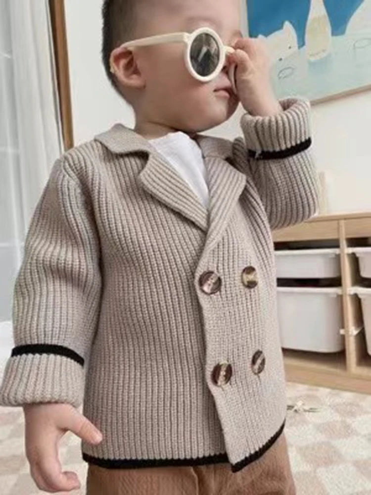 LilBuds B804 Doppelreihige Strickjacke Jungen Winter Cardigan - Größe 3-12 Jahre, Baumwolle, Verschluss Doppelreihig