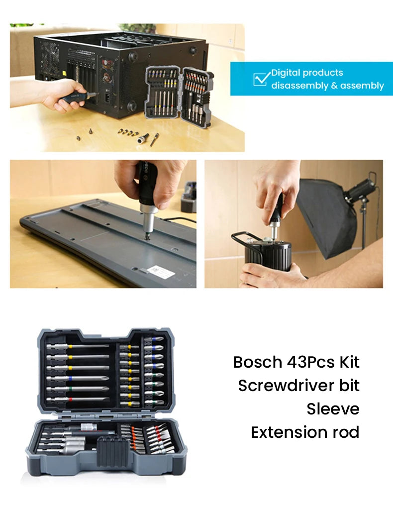 Bosch Screwdriver Bits 43 Pcs Rainbow Kit High Hardness Hand Drill Bit Screw 25Mm 75Mm Electric Screwdriver Bits for Power Tools
