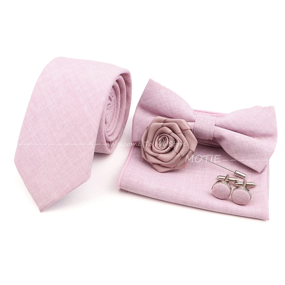 Neues Design 27-farbiger Männer-Accessories-Set: Klassische Baumwoll-Taschentuch, Manschettenknöpfe, Fliege für Hochzeit, Party, Geschenke