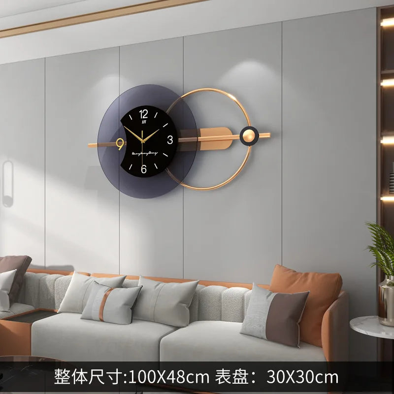 Large Wall Clock Modern Design Feather Luxury Light Silent Metal Wall Watch Home Decor Living Room Dining Room Clocks