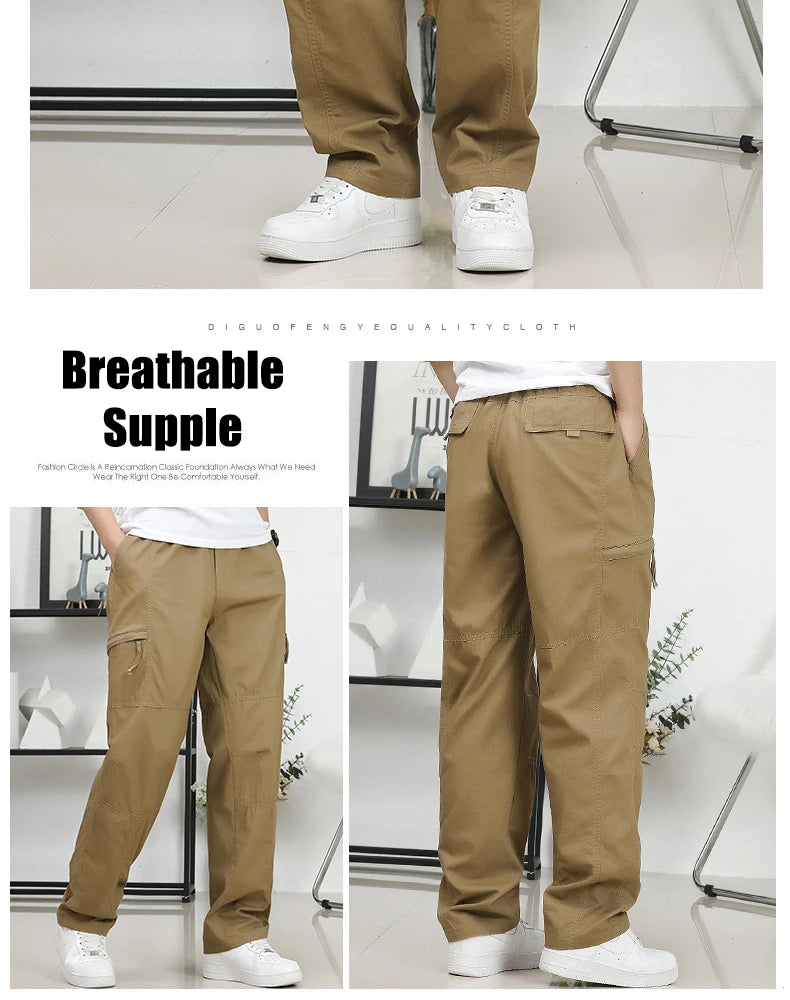 IPPOLICH Loose Fit Trousers Youth Workwear Pants New Cargo Pants Men's Loose Straight Oversize Clothing Men Casual Street Pants