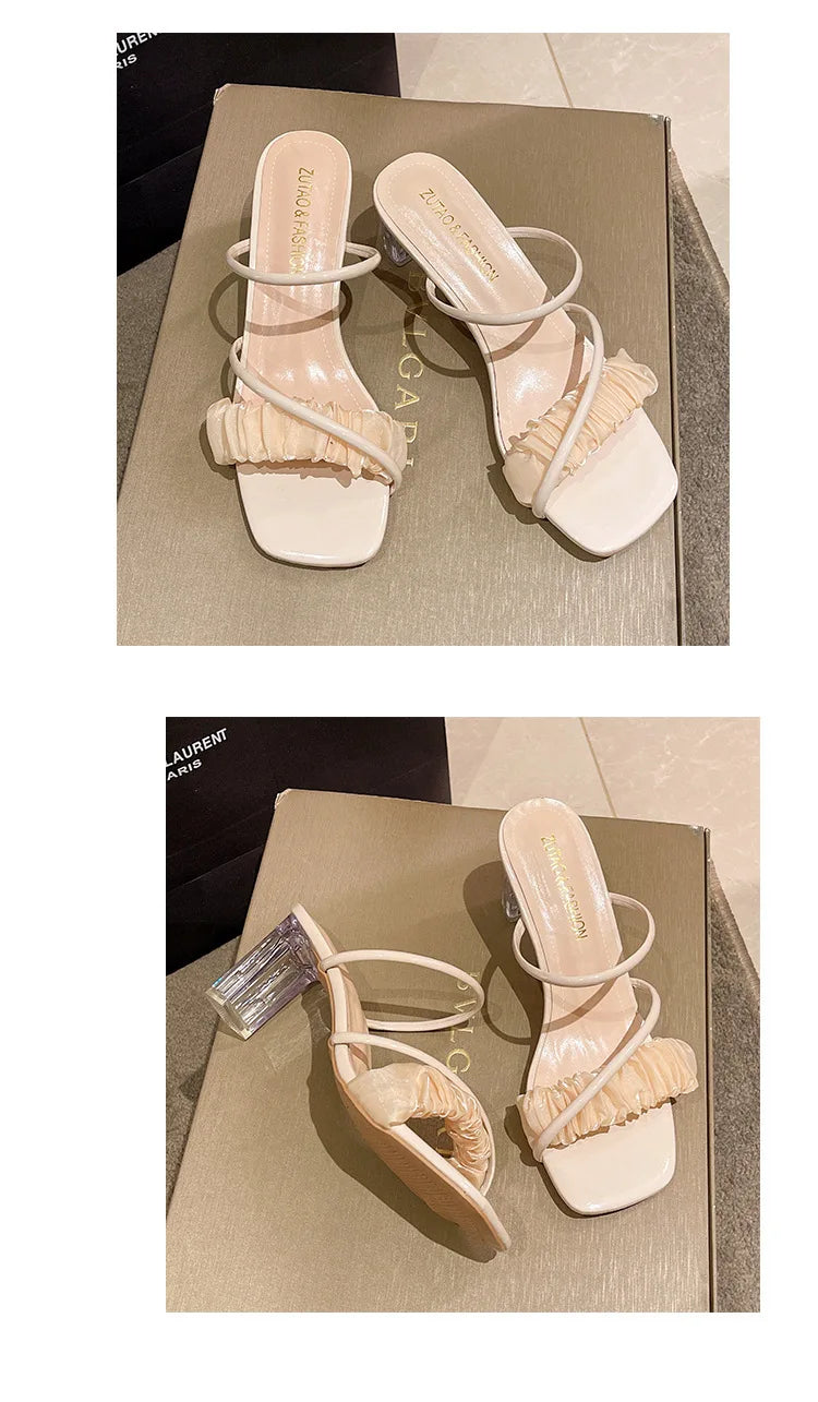 Elegant Women Crystal Shoes Summer Pumps Sandals Jelly Slippers Open Toe High Heels Women Slippers Shoes Heel Clear Sandals