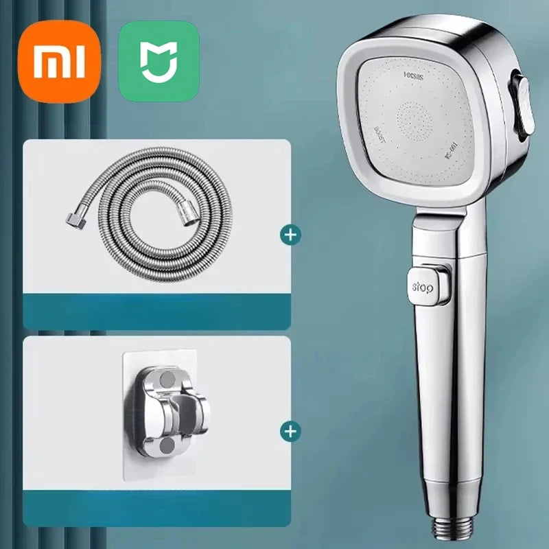 Xiaomi 3-modes Shower Booster Showerhead Powerful Booster Adjustable Shower Head Bathroom Water Head Rain Home Shower Set