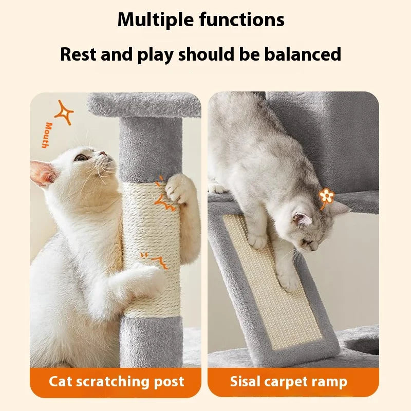 Large Cat Tree Tall Cat Tower for Indoor Cats Multi-Level Plush Cat Condo with Scratching Posts Scratching Boards Perches Caves
