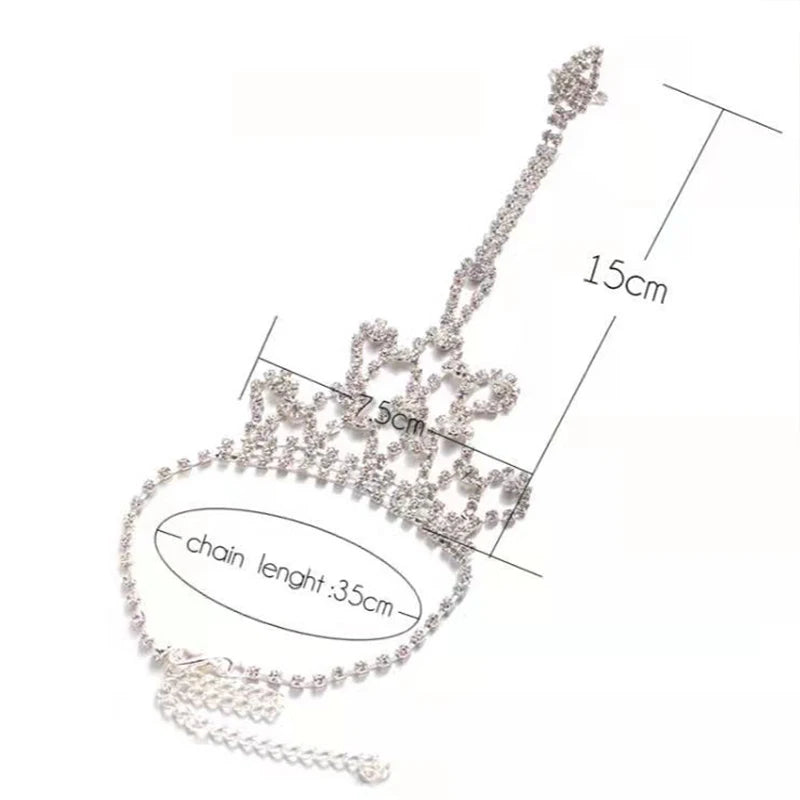 Neues Strass Armband Mit Finger Ring Schleife Krone Link Handgelenk Kette Für Frauen Charms Dame Trendy Schmuck Hand Armbänder