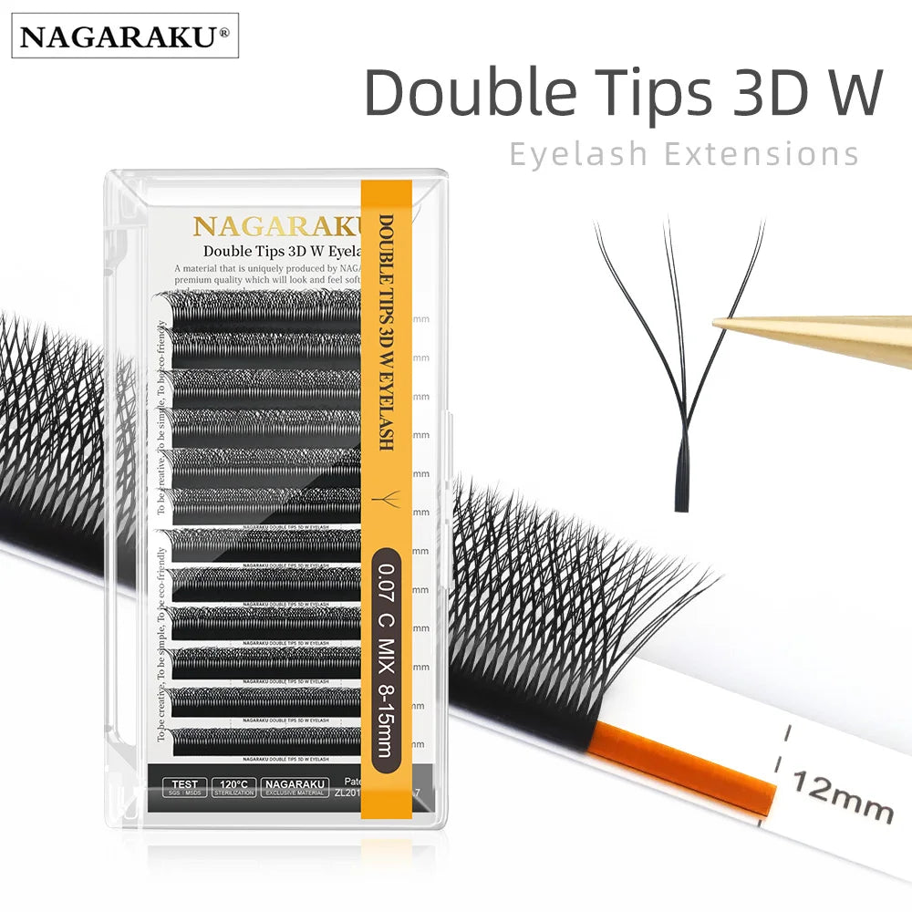 NAGARAKU Automatic Flowering W Shape Bloom 3D 4D 5D 6D Premade Fans Eyelash Extensions Natural Soft Light Full Dense