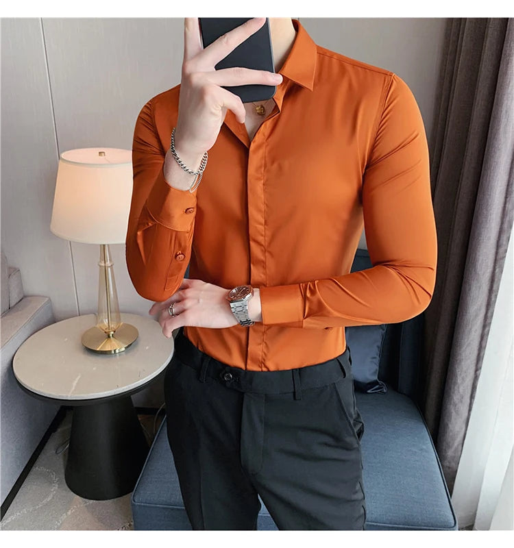 8Farben SlimFit Langarmhemd - Gr. M-L, Feiner Stoff