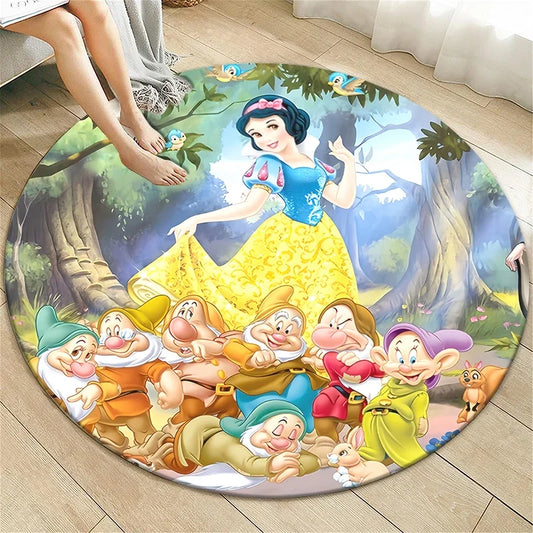 Snow White Cartoon Print Circular Carpet, Bedroom Decorative Carpet, Living Room Bathroom Picnic Camping Non-slip Mat