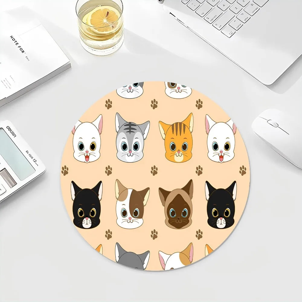 Gaming-Mauspad 2025: Cartoon Cute Cats Anti-Slip - Round Anime Gaming Mouse Pad Teen Girls Collection