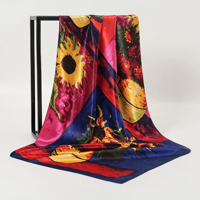 SENAIFE Satin-Schal Elegant - 90x90cm Polyester Leicht