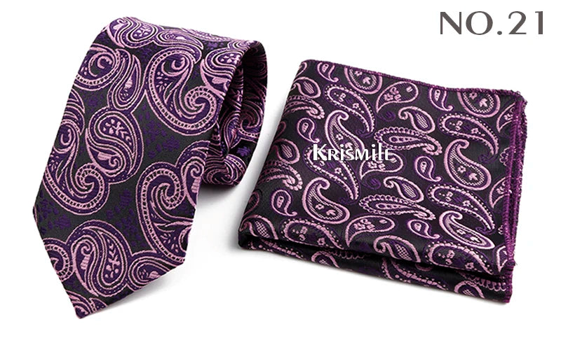 Novelty Paisley Tie Pocket Square Set For Men Skinny Slim 6cm Necktie Fit Business Wedding Party Stage Host Daily Wear Accessory